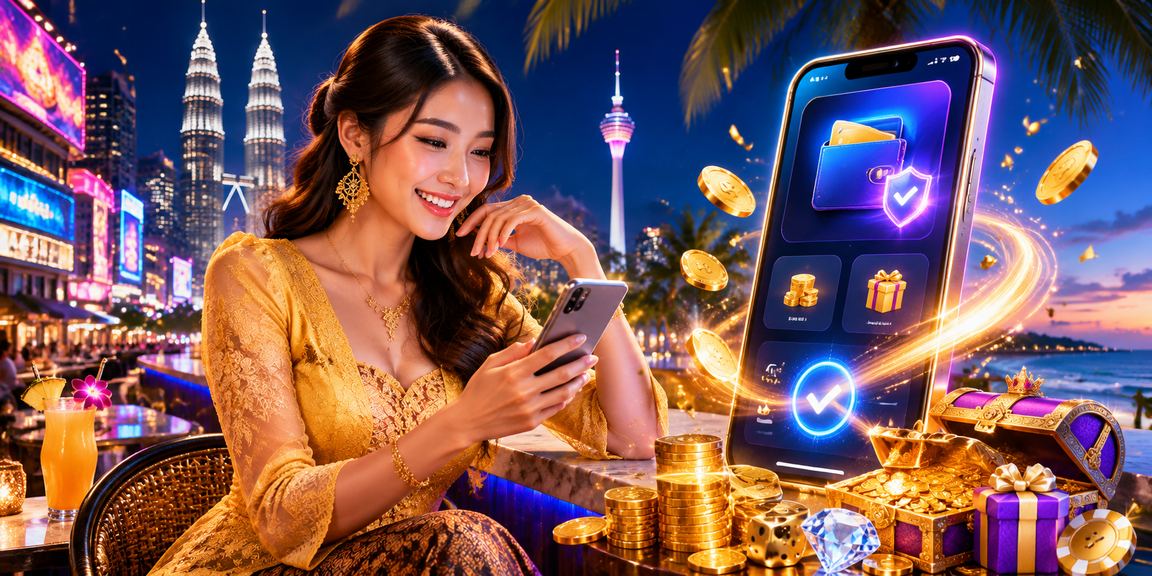 Pengguna wanita mengakses permainan kasino winboxmy melalui telefon bimbit di Kuala Lumpur